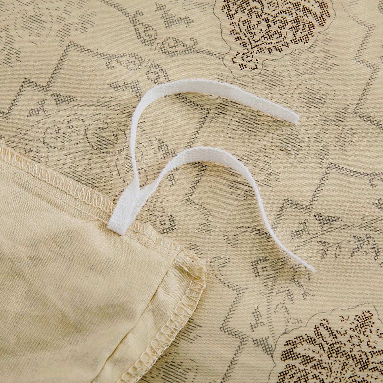 JUCFHY Queen Duvet Cover Set - 600 Thread Count Cotton, 3-Piece Paisley Printed Pattern on Khaki, Reversible With Zipper Closure, 1 Cover and 2 Pillow Shams