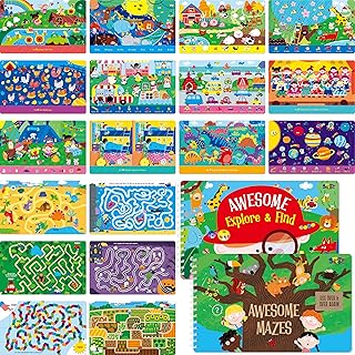 SpriteGru 2 Travel Game Pads, 60 Dry Erase Activities Games Reusable & Erasable Book, Fun Brain Challenge Games Interesting Educational Toy and Learning Tool for Road Trip Airplane Travel