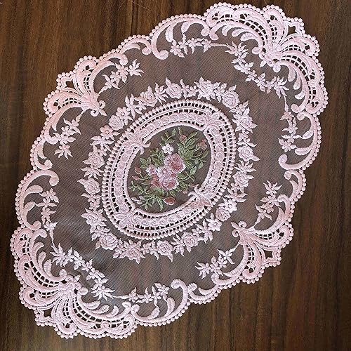 Miniatura 5 de Paquete de 2 manteles individuales de encaje retro, manteles individuales de ganchillo francés, manteles bordados a mano, 12 x 16 pulgadas, manteles