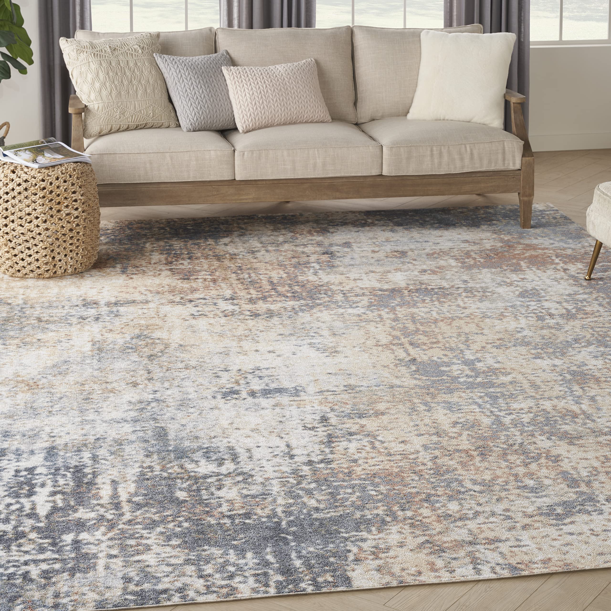 Nourison Home Astra Machine Washable Multicolor 7'10" x 10' Area Rug - Easy Clean, Non Shedding, Bed Room, Living Room, Dining Room, Kitchen (8' x 10'
