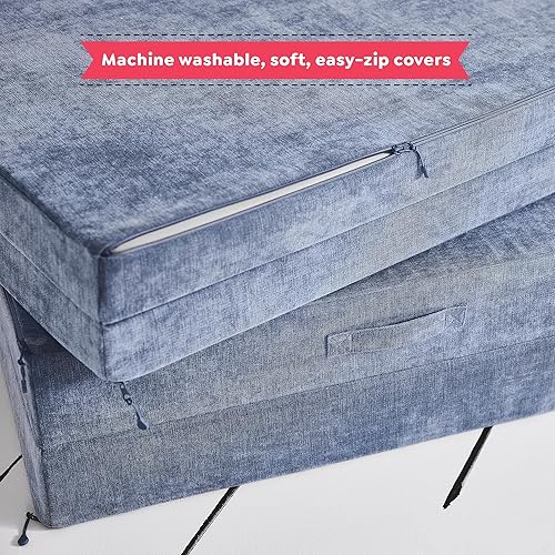 Miniatura 4 de Yourigami Sofá de juegos para niños y niños pequeños, sofá plegable convertible, diseño modular de espuma duradera, laguna azul Azul (Blue