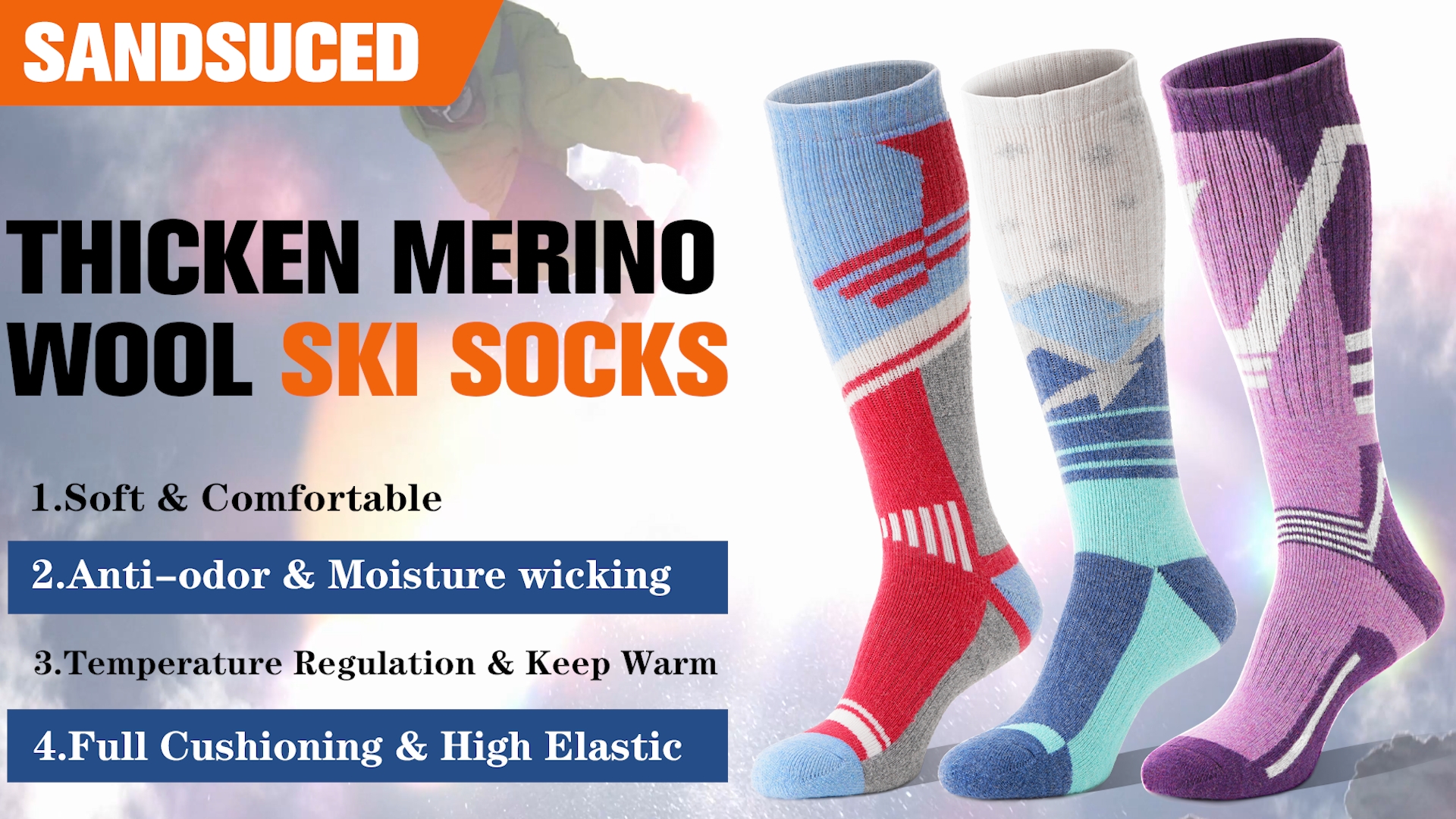 Chaussettes De Ski En Laine Mérinos Hapivida - Mi-mollet, Thermiques, Pour Ski Et Snowboard (tailles 35-39 Ou 40-45) - 4