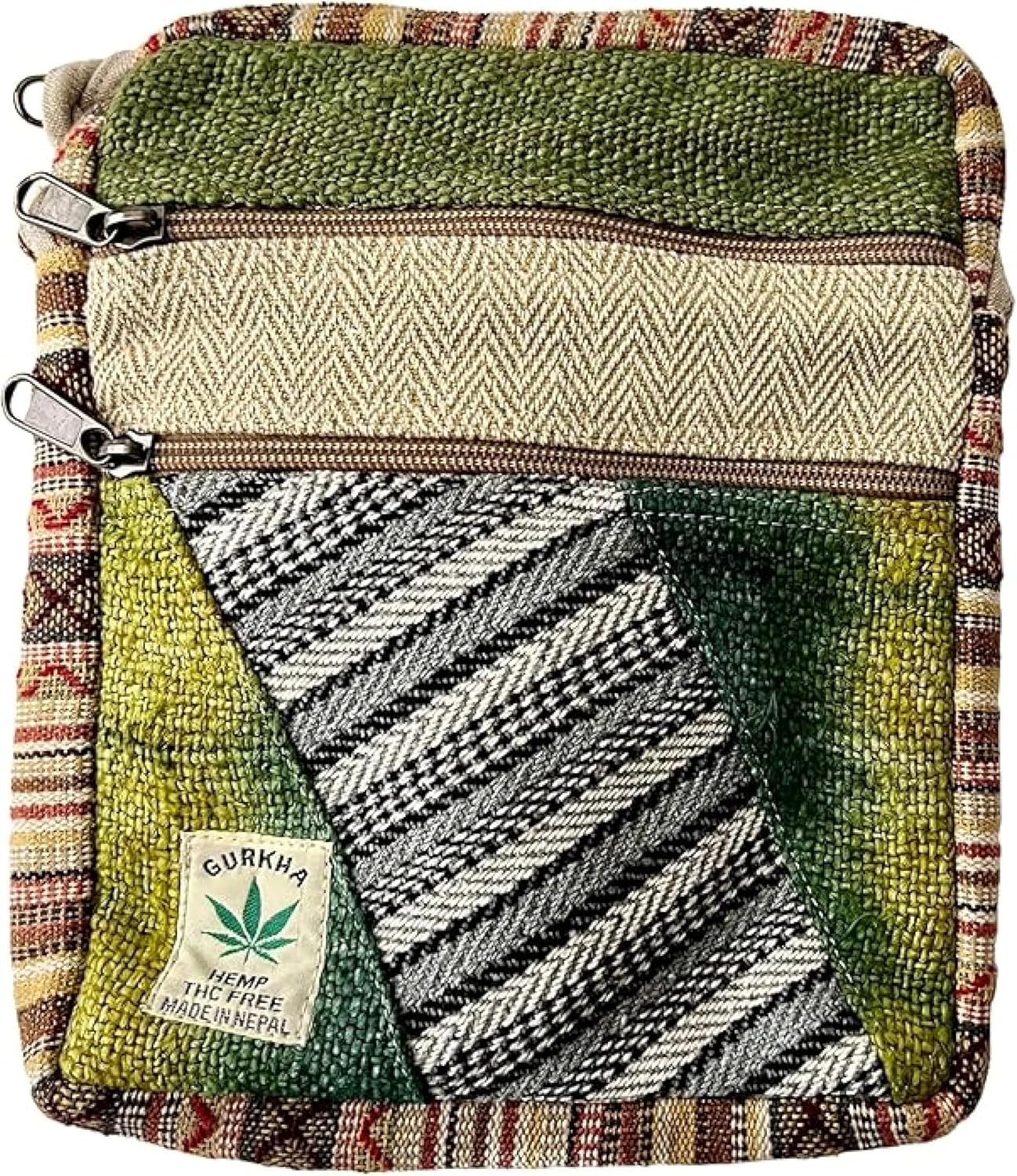 Unisex Cotton Crossbody Bag Hippie Patchwork 5 Pockets Passport Documents Shoulder Bag Eco-friendly - Handmade In Mt. Everest Country Nepal image 2