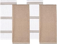 Vista 10 de Sticky Toffee Juego de 8 paños de cocina de algodón, marrón y blanco, 12 x 12 pulgadas, paños de cocina absorbentes reutilizables y paños