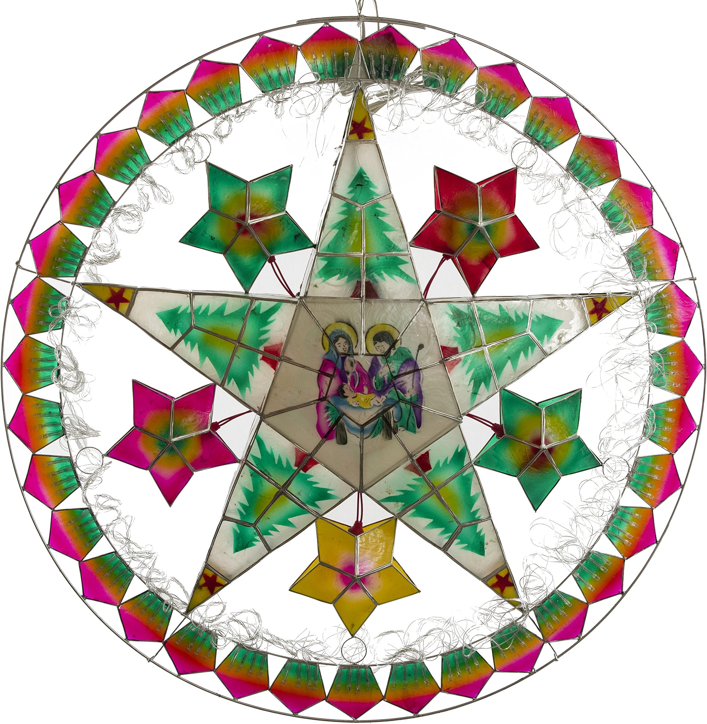 Handmade Nativity/Star Parol Christmas Lantern 29 inch Multicolored