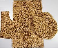 Vista 5 de BH Home & Linen Juego de 3 alfombrillas de baño de microfibra mixta de felpilla ultra suave y brillante. Tapete grande de 19.5 x 31 pulgadas, tapete