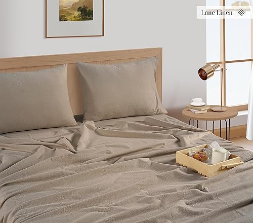 Miniatura 3 de LANE LINEN - Juego de sábanas ligeras de 100% franela de algodón de tamaño queen, cepilladas para más suavidad, sábanas cálidas y cómodas de