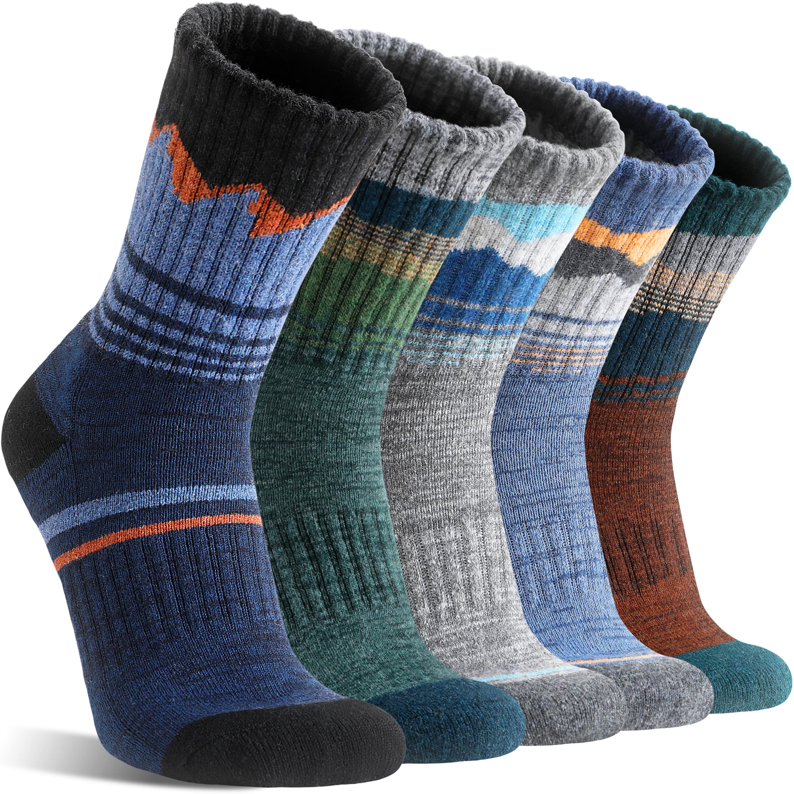 Sandsuced Merino Wandersocken für Herren, Wolle Thermosocken, Warme Wintersocken,Atmungsaktive Merino Wollsocken 5 Paar
