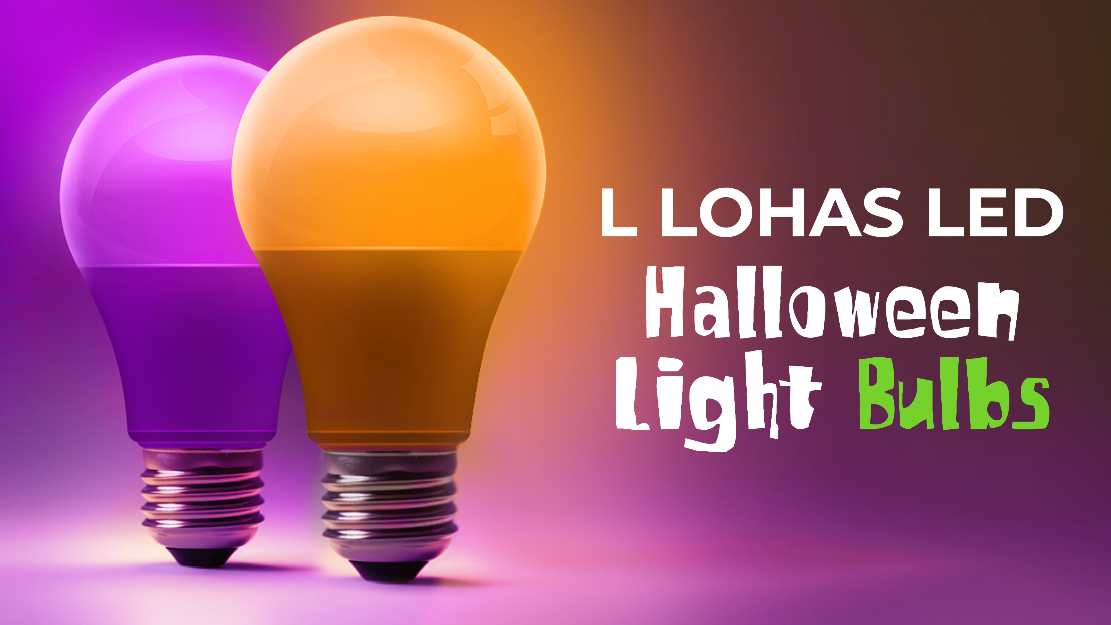 Image of L LOHAS LED Halloween Orange LED Light Bulbs Outdoor, A19 9W(60W Equivalent) Orange Colored Light Bulb, E26 Base, Non-Dim, 4-Pack