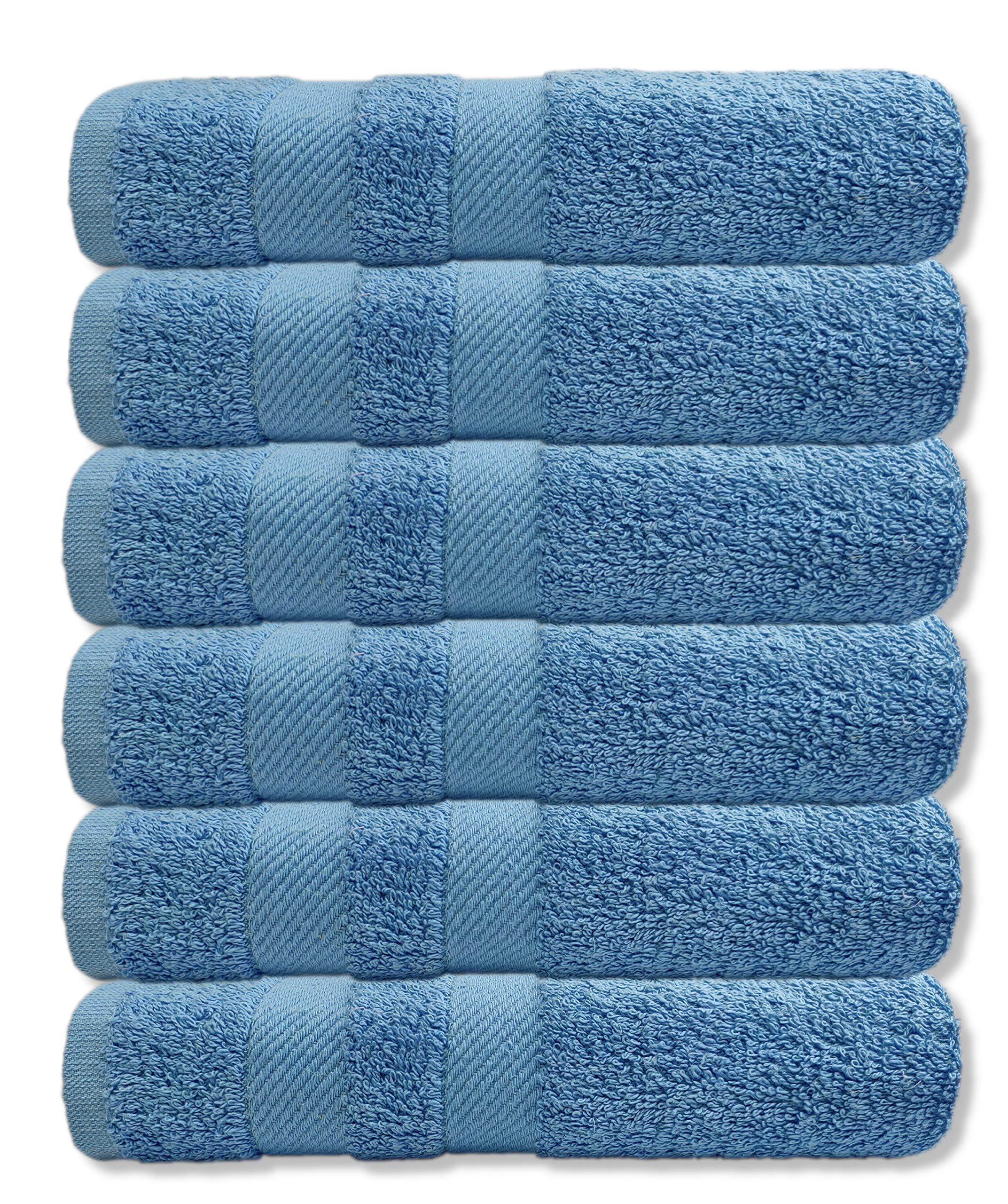 A & B Traders Sky Cotton Hand Towels 600 Gsm Soft Thick Easycare Multipurpose Daily Use Bathroom Gym Spa Salon Sports Towels (, 6)