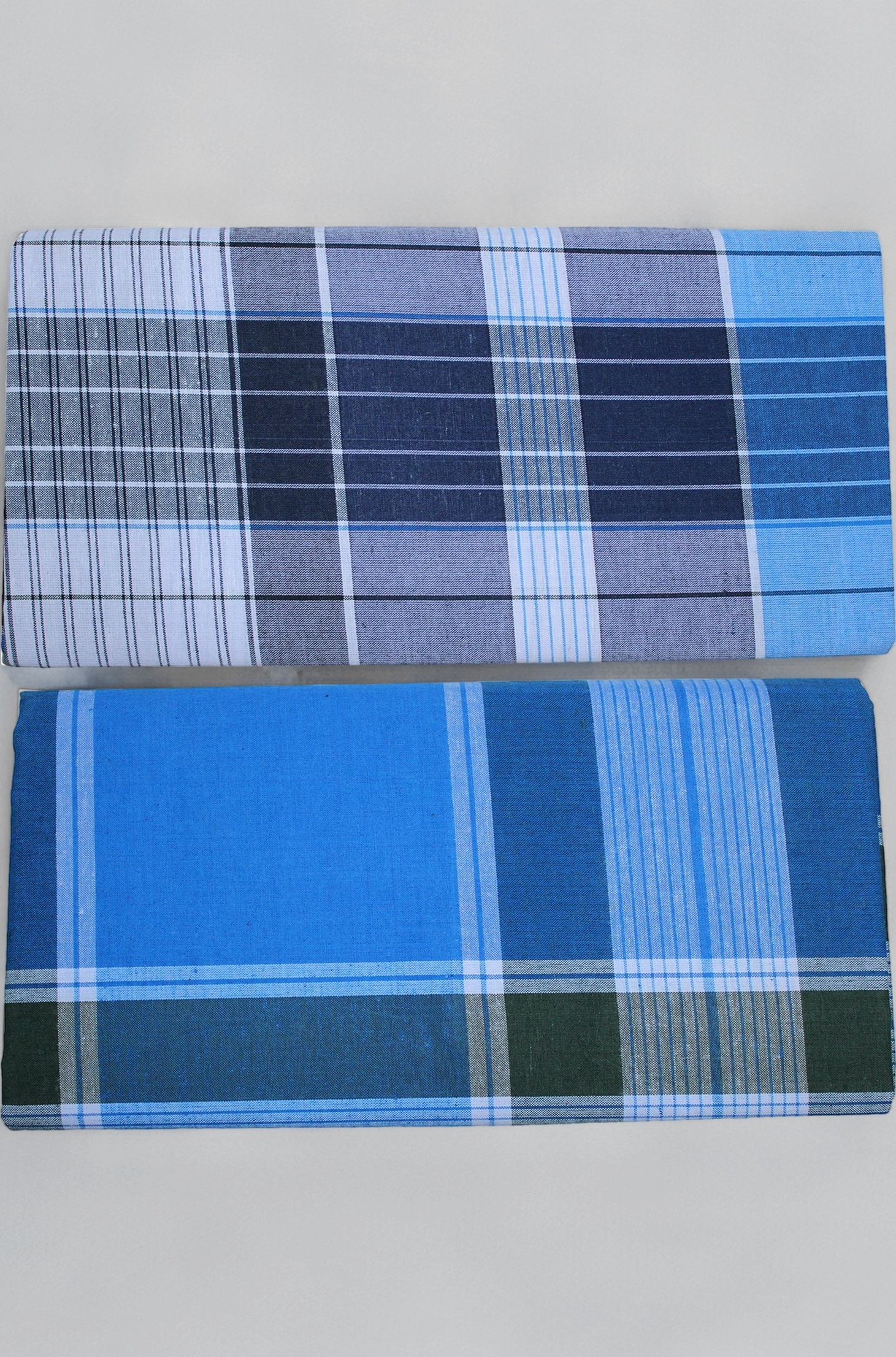 Men's Mixed Cotton Lungi (Multicolour, 2 Mtrs) -Set of 2
