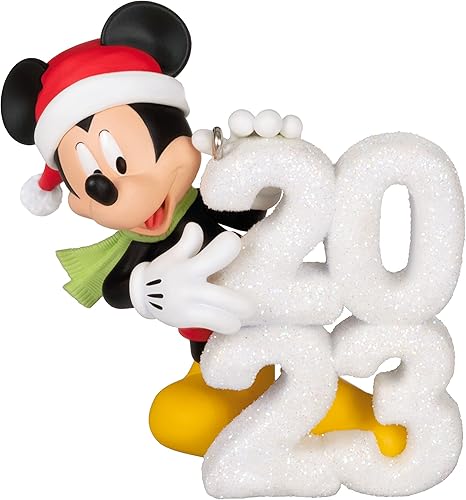Hallmark Keepsake Adorno navideño 2023, Mickey Mouse de Disney, un año de magia de Disney, plástico, figura, Navidad