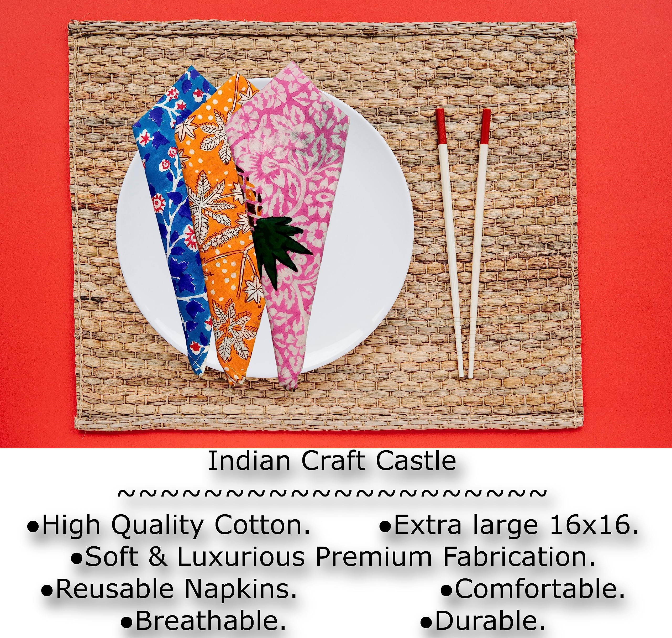 Servietten, 100 % Baumwolle, Set mit 20 Stoffservietten, dekorativ, waschbar, für Geschenke, Zuhause, Küche, Esszimmer, Cocktailpartys und Camping, Provence – Frühling/Sommer, 40,6 x 40,6 cm