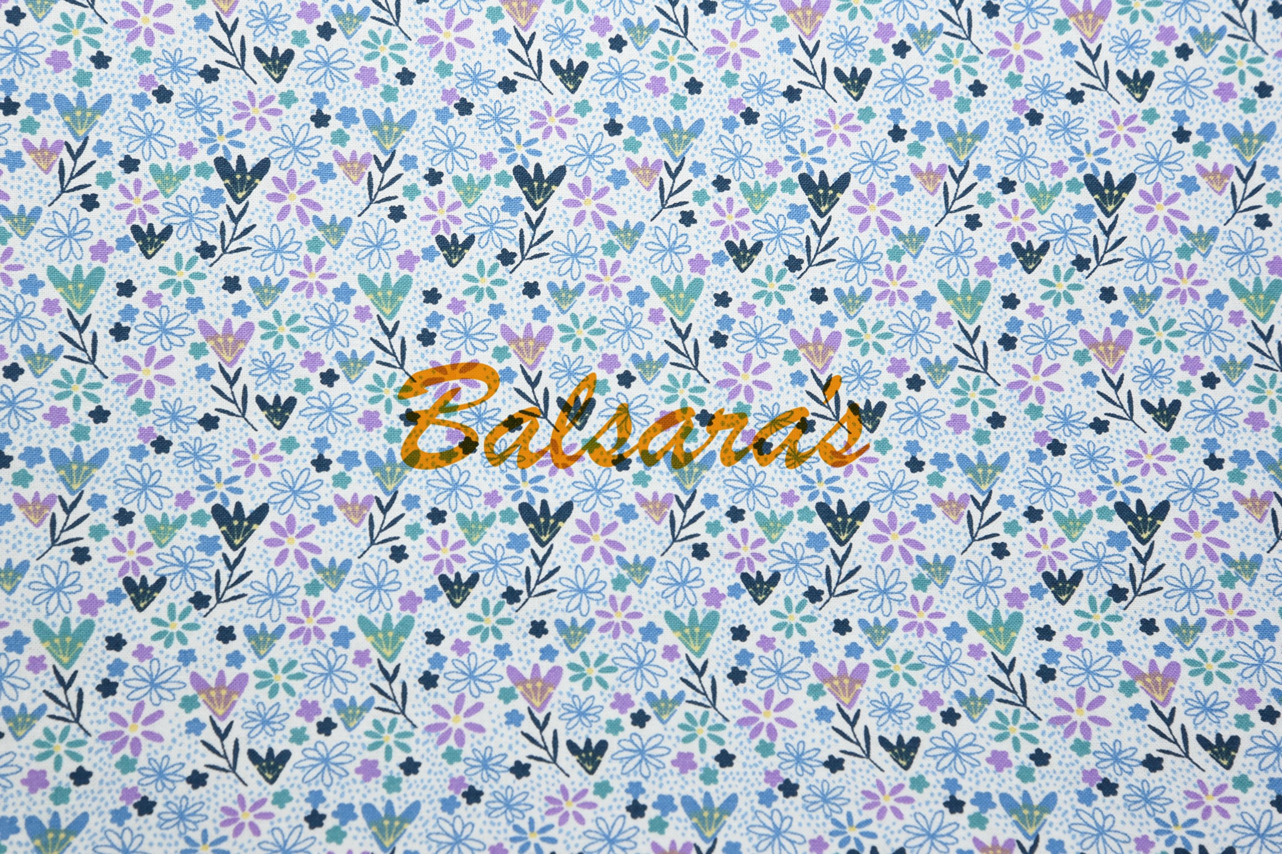 Blue Posy Main – 1 Fat Quarter | Posy Floral Fabric 100% Cotton Fabric Heavy Weight Tight Woven Multicoloured Leaves Quilting Fabric Patchwork Polka Dots Summer Dressmaking Material 112cm Width