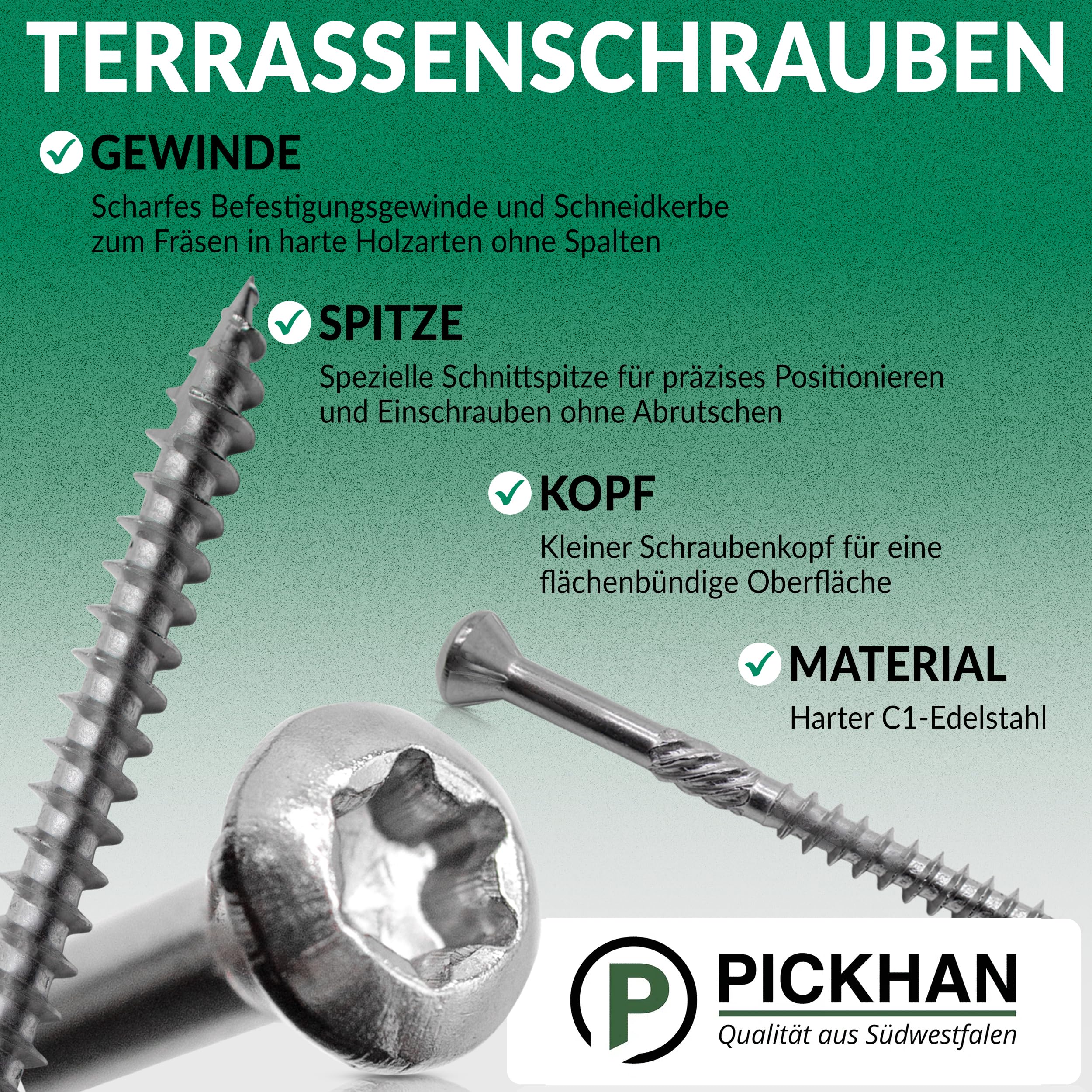 800 Stk Terrassenschrauben 5 x 60 mm für Terrassenbau Edelstahl rostfrei Holzdielen