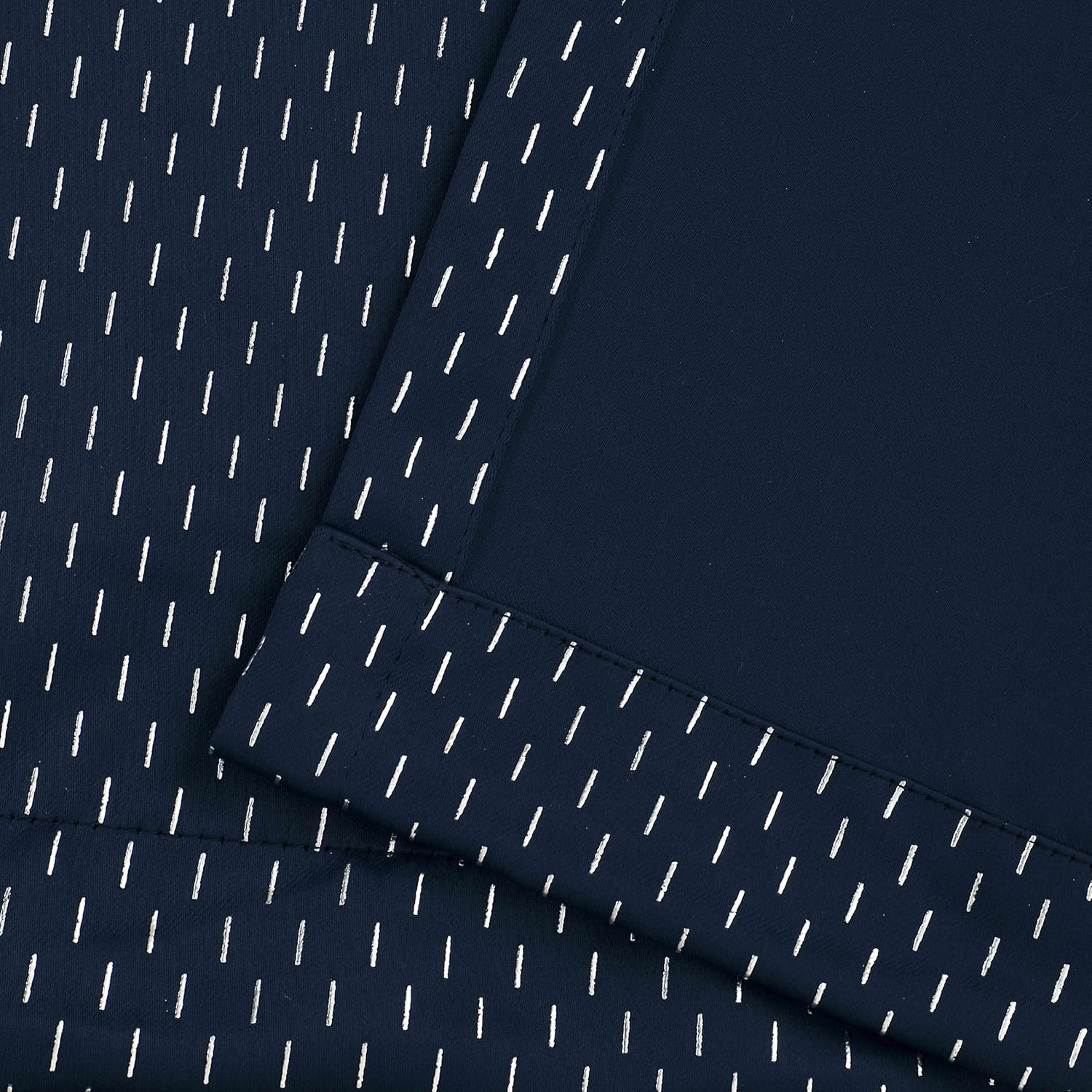 Superior Shimmer Blackout Curtain Set of 2, Thermal Insulated Panel Pair with Grommet Top Header, Chic Metallic Embellished Room Darkening Drapes, Available in 4 Lengths - Navy, 52” x 96” each