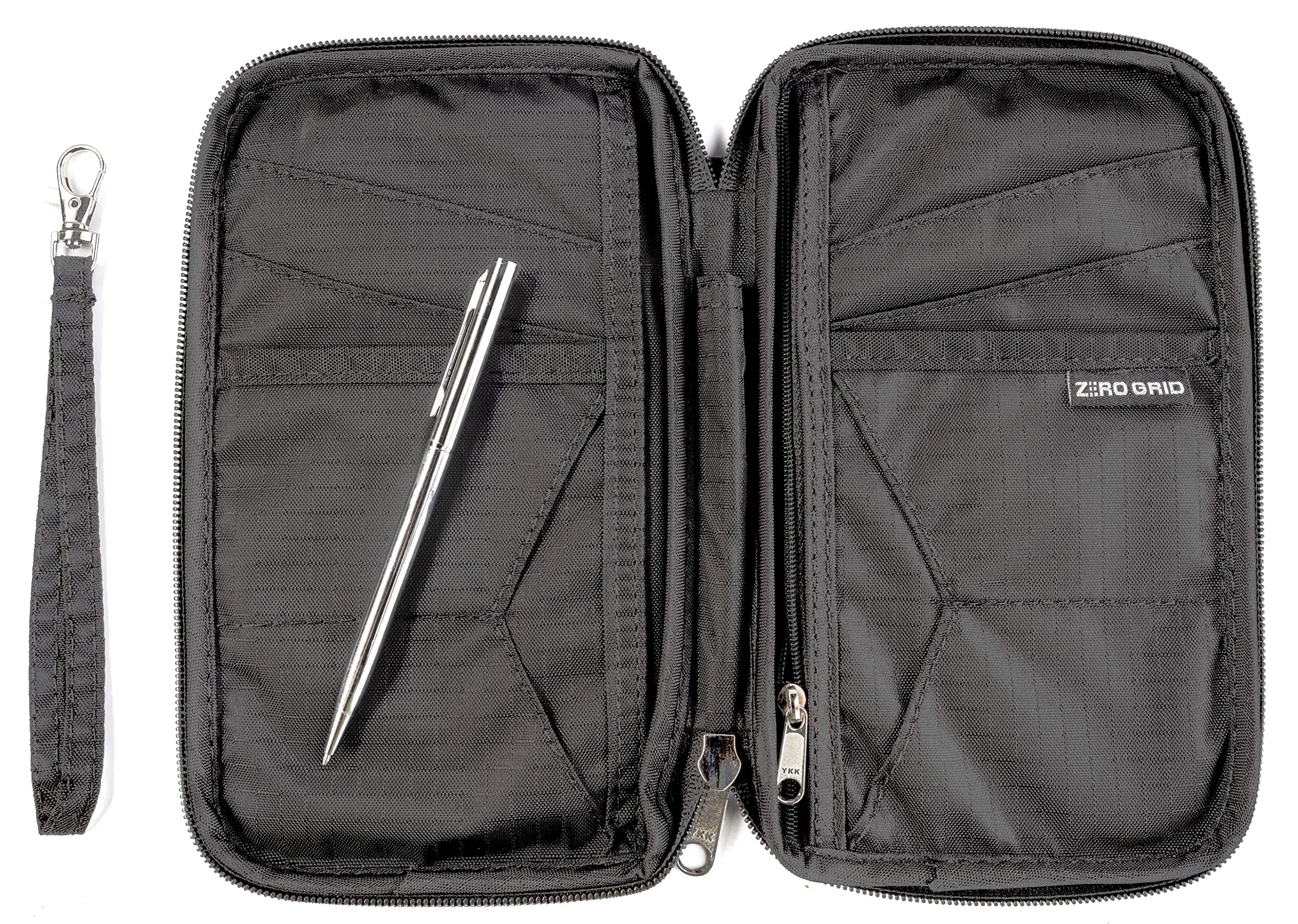 Zero Grid Travel Wallet & Family Passport Holder w/RFID Blocking- Document Organizer Case (Shadow)