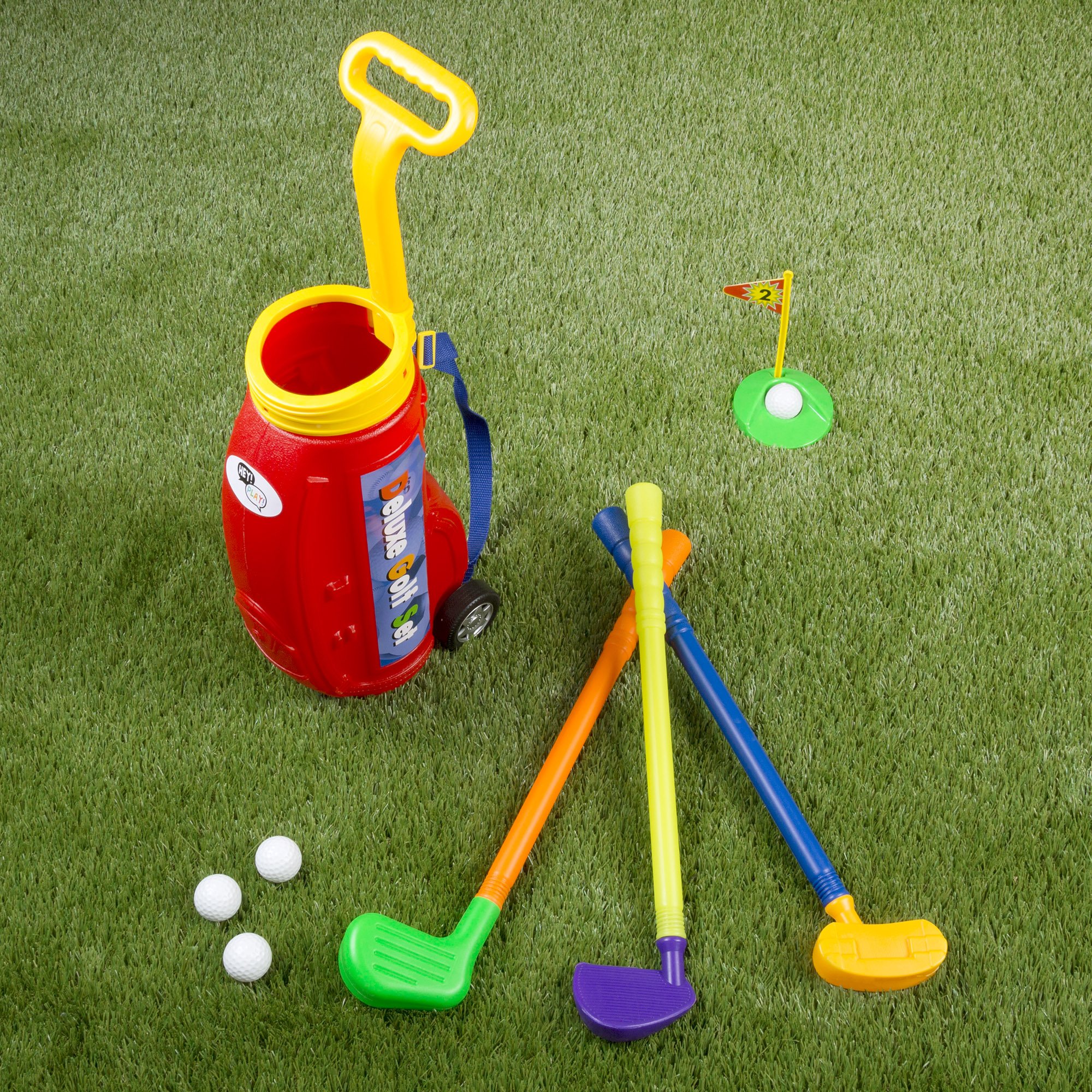 Hey! Play! Toddler Toy Golf Play Set with Plastic Bag, 2 Clubs, 1 Putter, 4 Balls, Putting Cup Indoor or Outdoor Use for Toddlers Boys and Girls - Image 6