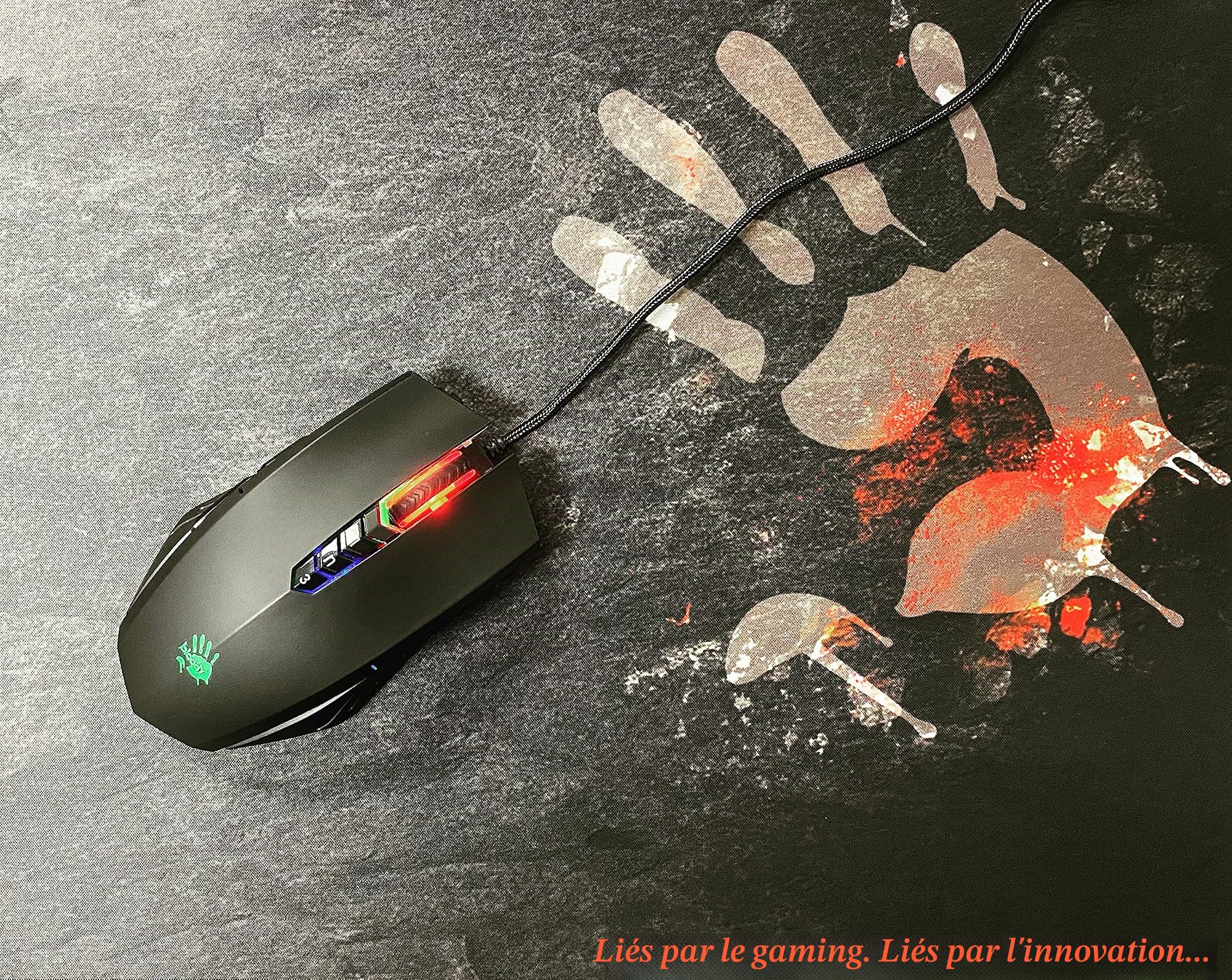 Bloody A70x Souris de jeu optique avec interrupteur et défilement Light Strike (LK) entièrement programmable et macros avancées (A70x-Noir mat)