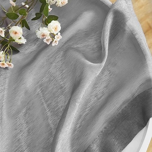 Miniatura 7 de HLC.ME - 2 paneles de cortina de velo traslúcido con ojales de 45, 63, 72, 84, 90, 95, 108 pulgadas de largo