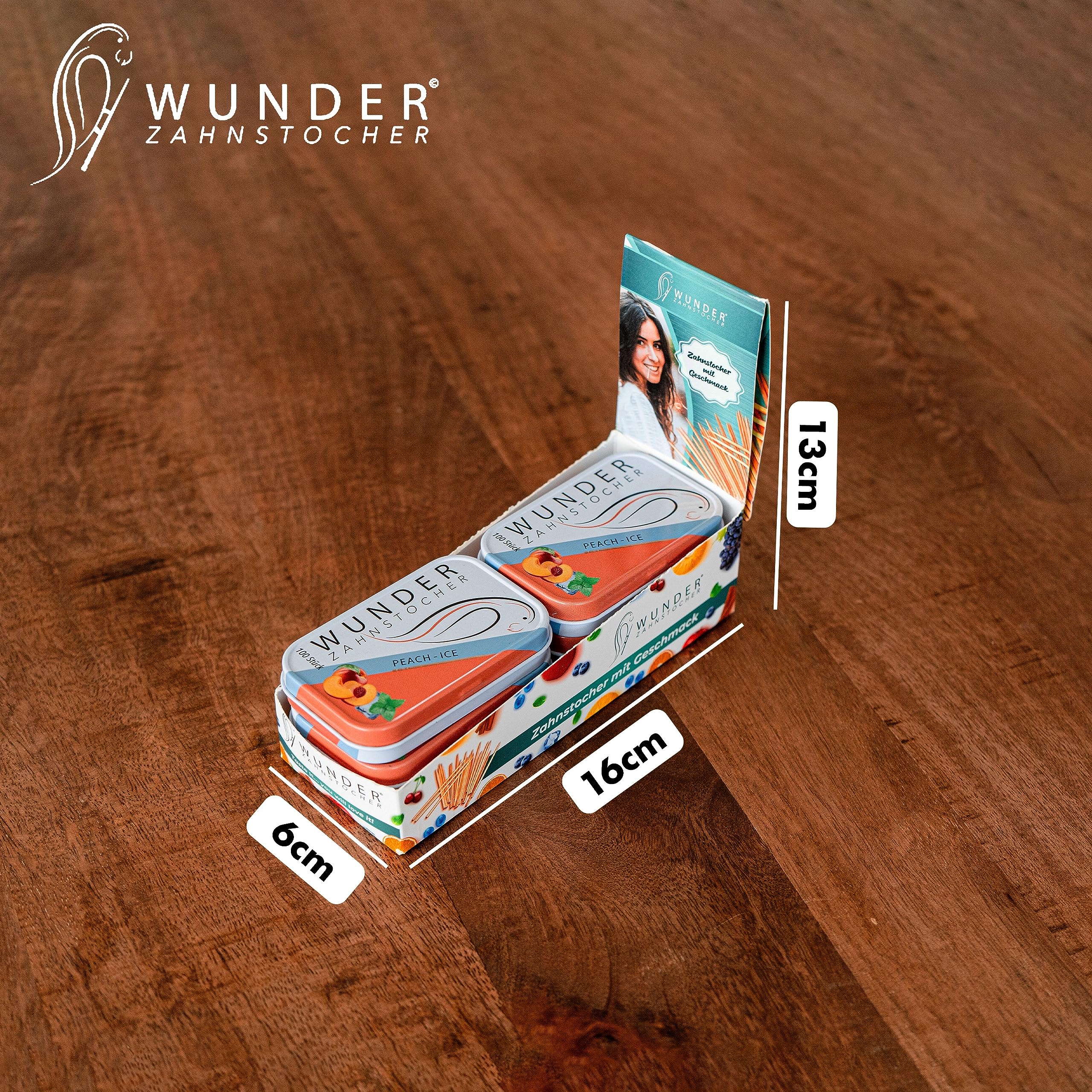 Wunder wykałaczki (6 sztuk) - wykałaczki ze smakiem - świeży oddech - higiena jamy ustnej - Tasty Toothpicks (brzoskwinia/lód)