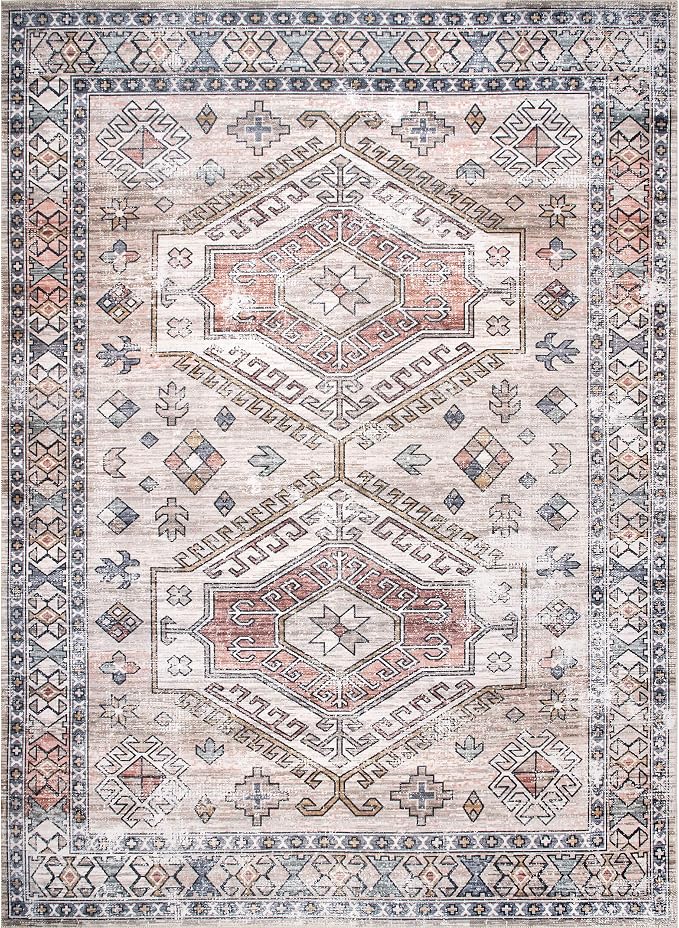 nuLOOM Mae Tribal Motif Machine Washable Area Rug