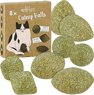 PRETTY KITTY Catnip Ball for Playing: 8 x Premium Catnip Toys for Cats Made of Dried Catnip - Exciting Cat Toy with Catnip - Toy Cat Accessories by product image