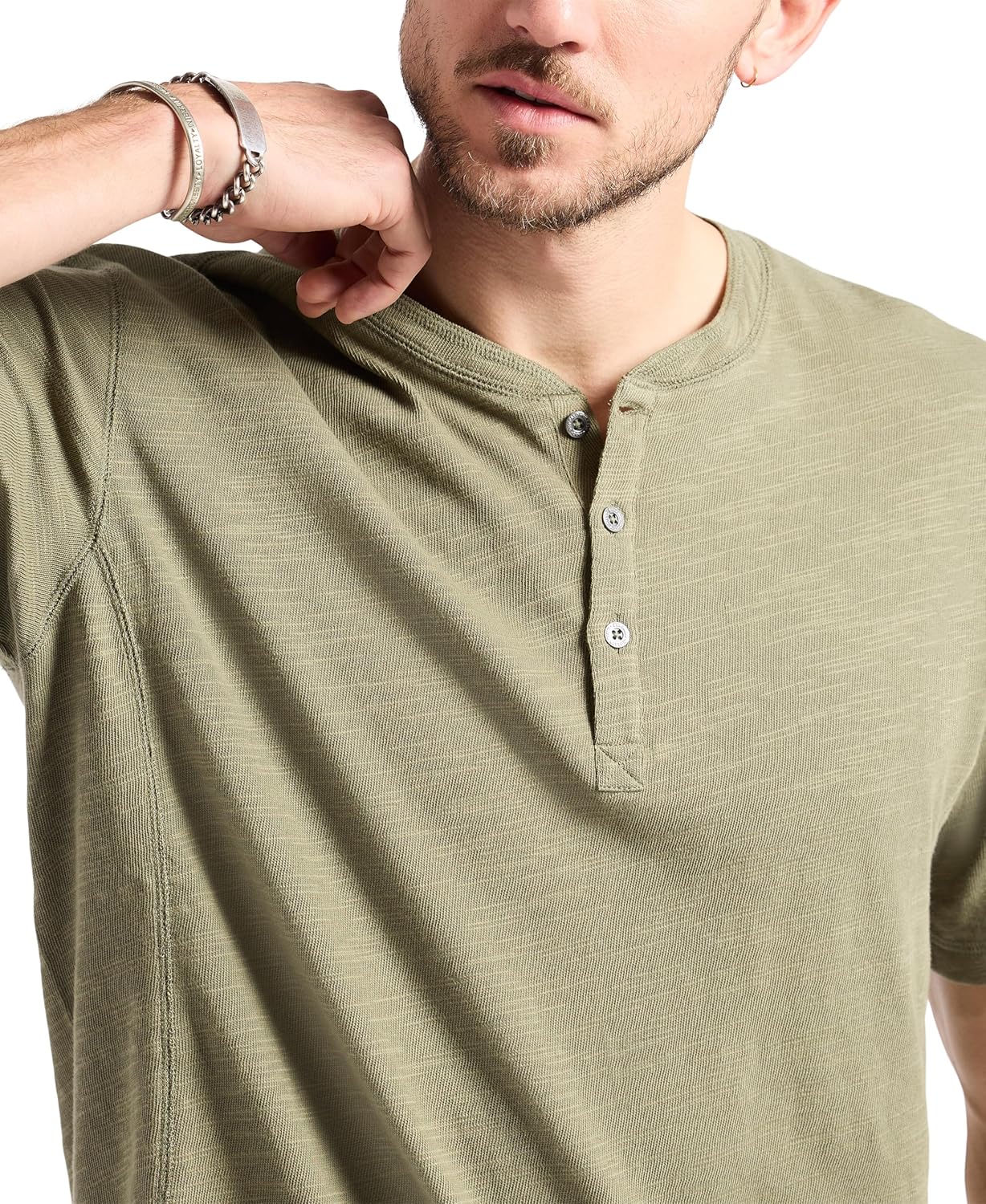 Buffalo David Bitton Mens Short Sleeve Slub Henley T-Shirt Regular Fit - Image 6