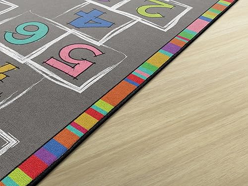 Miniatura 5 de Flagship Carpets Hopscotch - Alfombra de área de actividades con números arcoíris para aula infantil o en casa, alfombra de habitación de niños o
