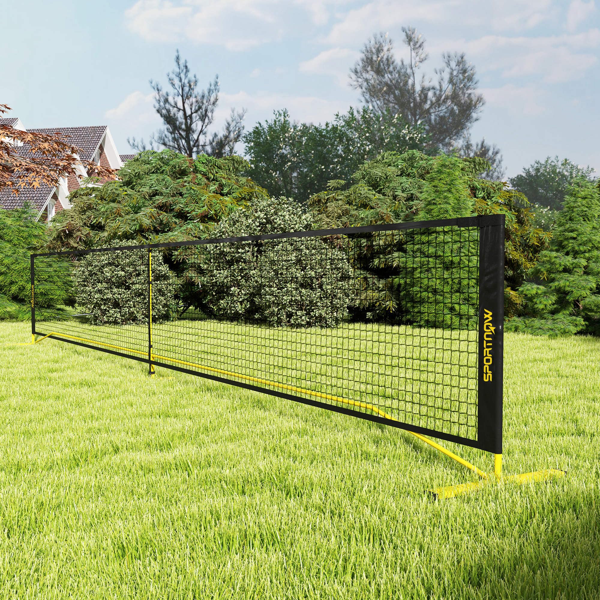 Soozier Filet de pickleball portable réglementaire taille 22 ft jaune | Système de filet de pickleball, sac de transport, cadre en acier, pour intérieur/extérieur/allée