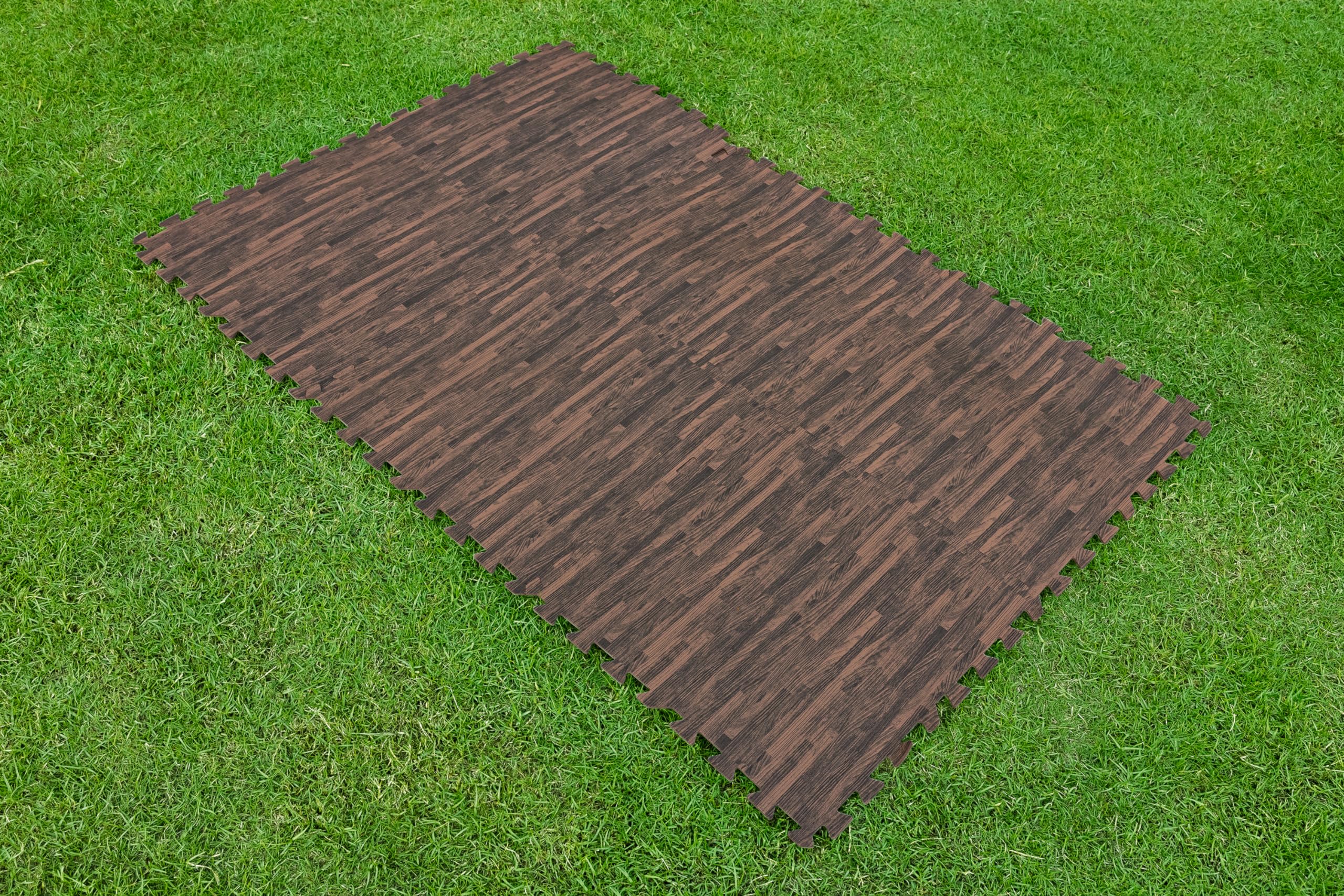 Bestway Tapis de Sol Effet Bois pour Piscine et Spa, 12 pièces, 50 x 50 cm, 3m² de Surface Couverte