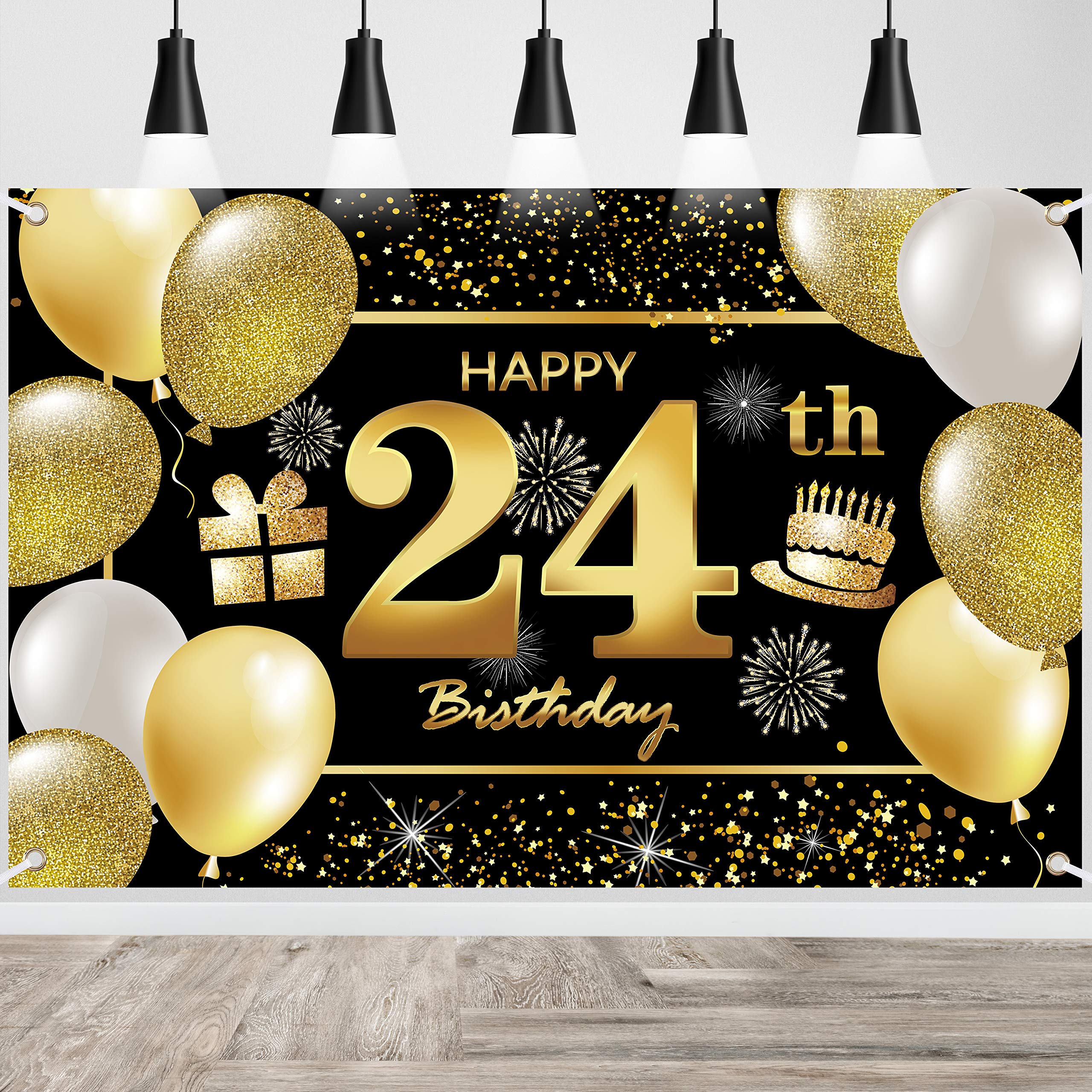 24th Happy Birthday Banner IMISI Birthday Decorations Birthday Backdrop Decorations for a Party