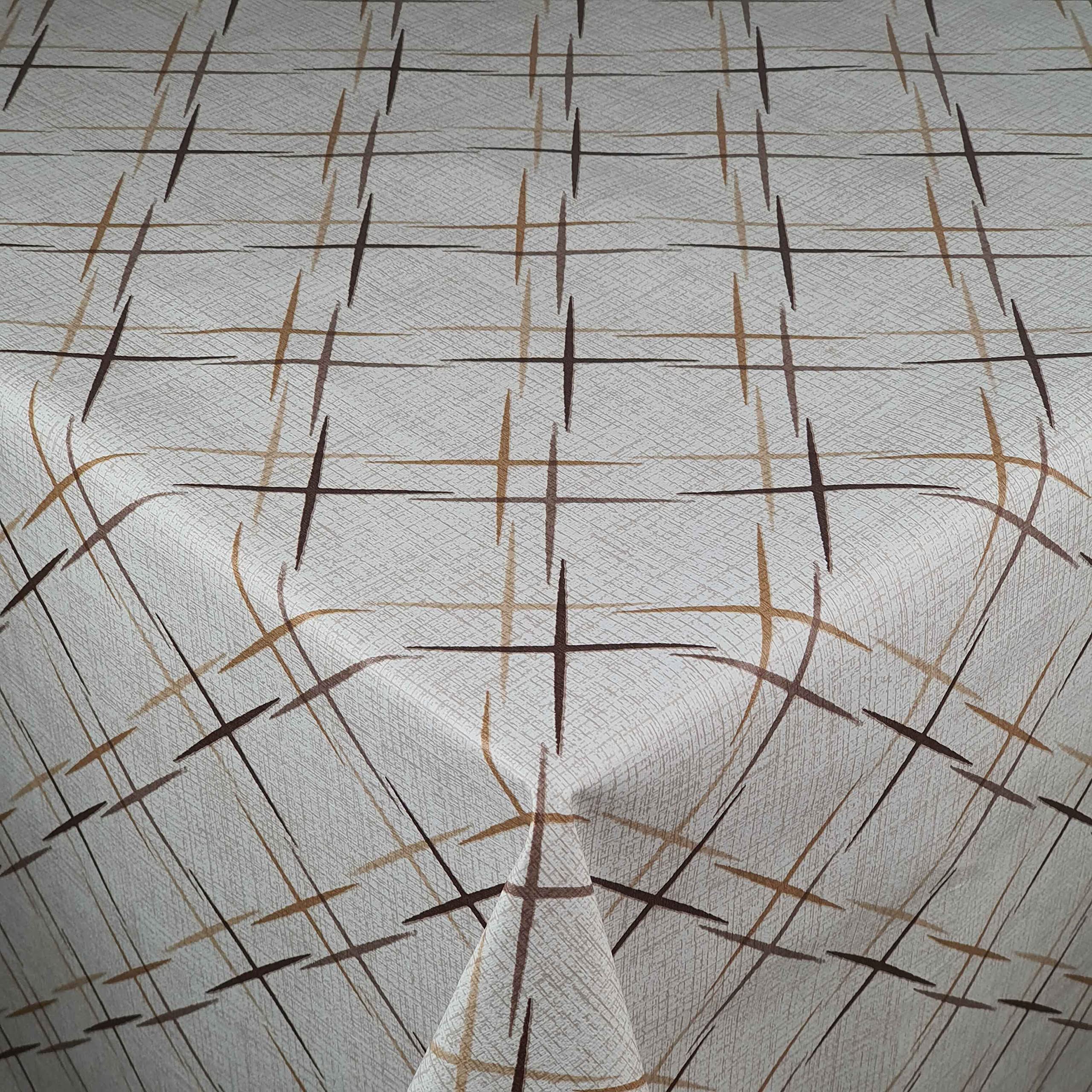 Wachstuch Wachstischdecke Tischdecke Gartentischdecke Größe wählbar Robust Beige Diagonal Eckig 80 x 490 cm abwaschbar