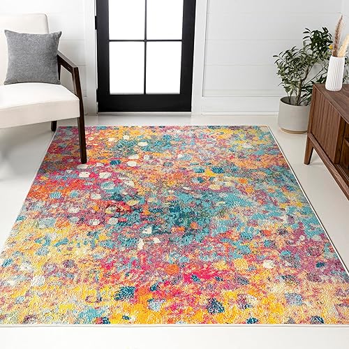 JONATHAN Y Modern Abstract Multi/Yellow Indoor Area Rug, 5x8, Contemporary POP, Transitional, Easy-Cleaning for Living Room, Bedroom, Kitchen, Pet Friendly, Non-Shedding (CTP108A-5)