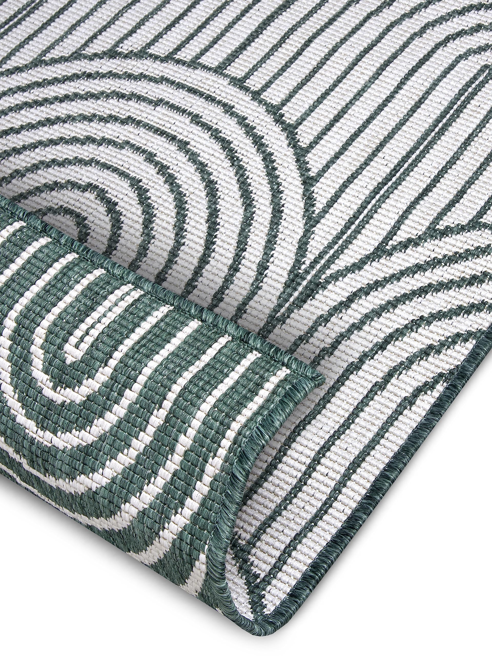Hanse Home Pangli Tapis d'extérieur résistant aux intempéries – Tapis réversible Style scandinave bohème imperméable uni géométrique Effet 3D pour Jardin, Balcon, terrasse, Salon – Vert 80 x 150 cm