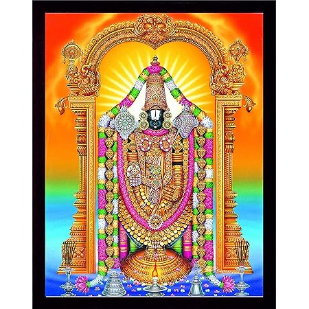 Amazon Com Handicraft Store Lord Balaji Tirupati Balaji Venkateswara Lord Vyankatesh With Goddess Laxmi Lakshmiji With Balaji A Religious Poster Painting For Wealth Prosperity Home And Office For Good Luck Posters Prints