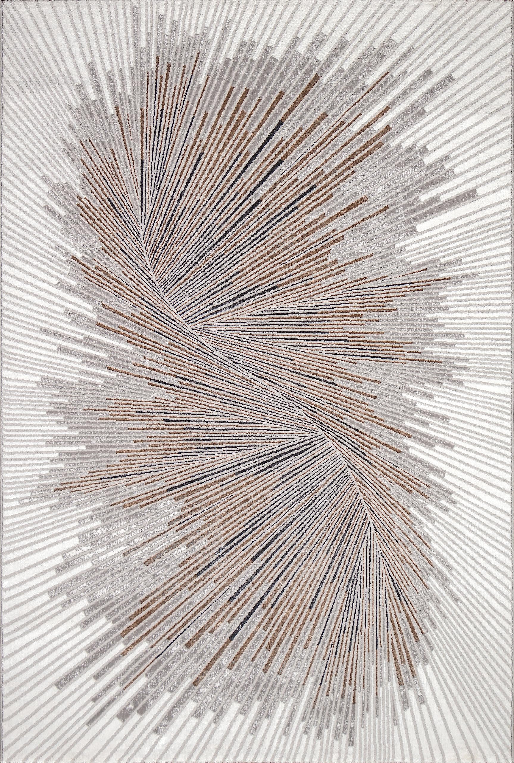 the carpet Mila Modern Dicher Tappeto a pelo corto, per soggiorno, camera da letto, elegante fibra lucida, effetto profondo, grigio crema, 140 x 170 cm