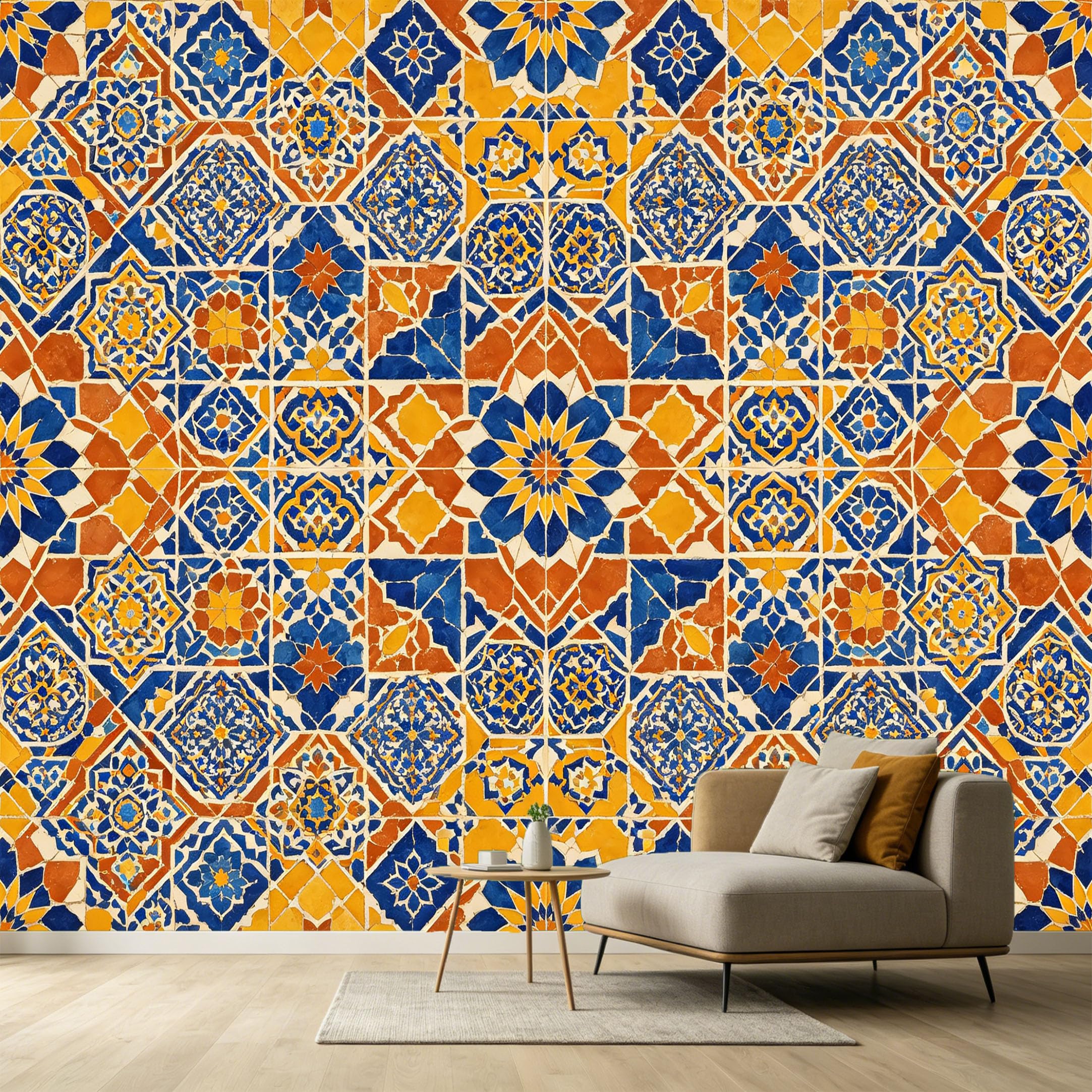 Custom Size Wall Murals Geometric Moroccan Tile Pattern Modern Abstract Contemporary Art SelfAdhesive Wall Fabric Removable Large Wallpaper for Photo Living Room