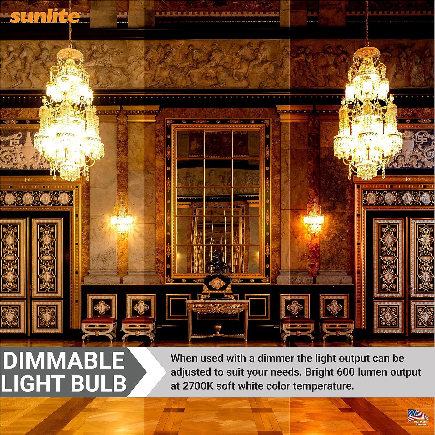 Sunlite LED Filament B11 Torpedo Chandelier Light Bulb, 5.5 Watts (60W Equivalent), 600 Lumens, Medium E26 Base, Dimmable, Clear Finish, 90 CRI, UL Listed, 2700K Soft White, 1 Pack