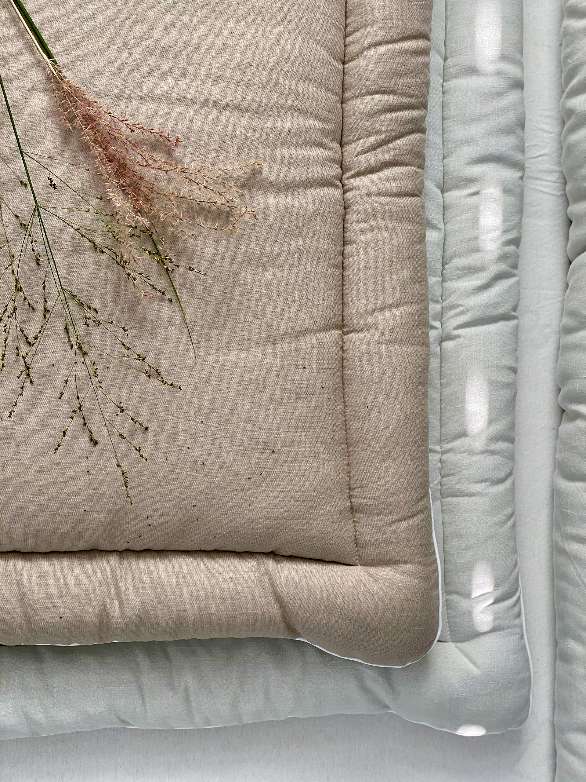 KraftKids Wickelauflage in Leinen Natur Braun, Wickelunterlage 85x75 cm (BxT), Wickelkissen
