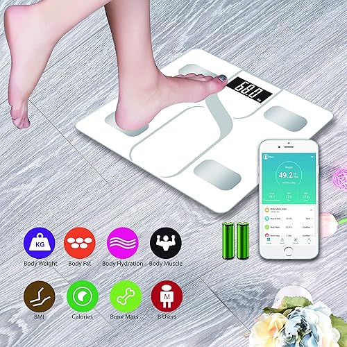 Miniatura 4 de Báscula inteligente de grasa corporal Bluetooth con aplicación para teléfono inteligente, báscula digital IMC, báscula de peso inalámbrica para