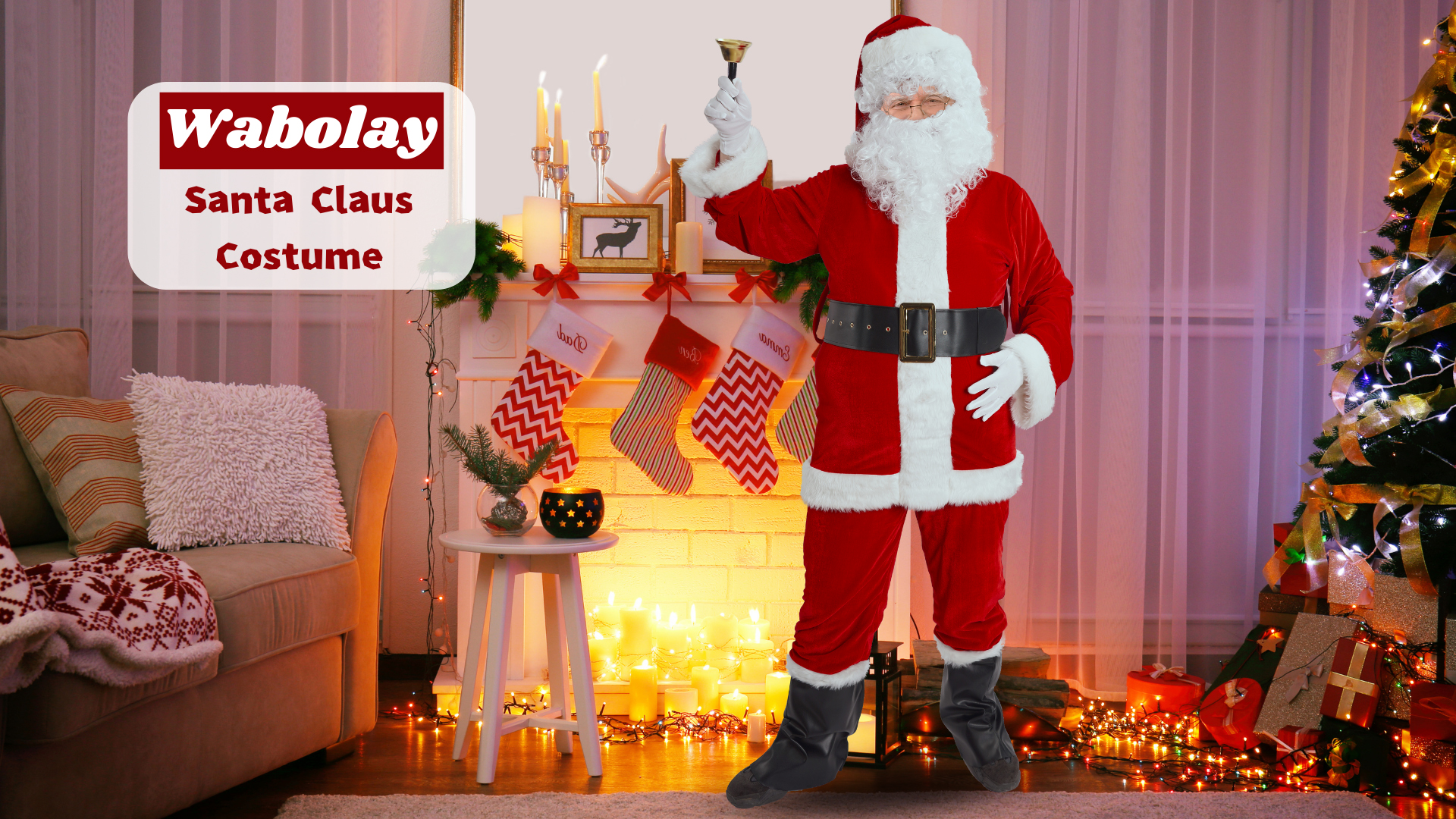 Wine Red Gold Velvet Santa Claus Suit Deluxe Men's... - Grandado
