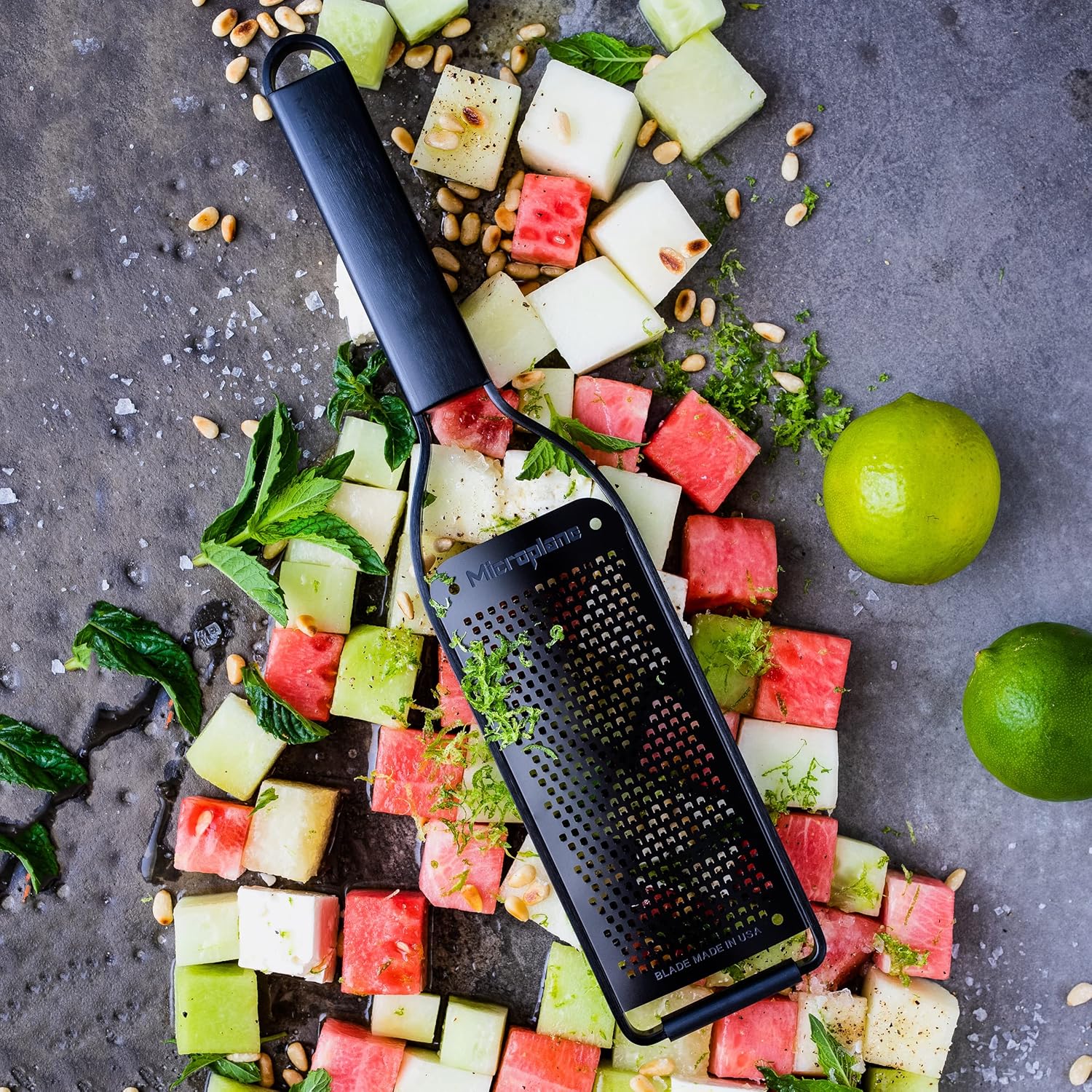 Microplane Kitchen Grater Fine with a Stainless-Steel Blade - Made in USA, for Parmesan, Citrus Fruits, Garlic, Chili and Hard Spices from The Black Sheep Series