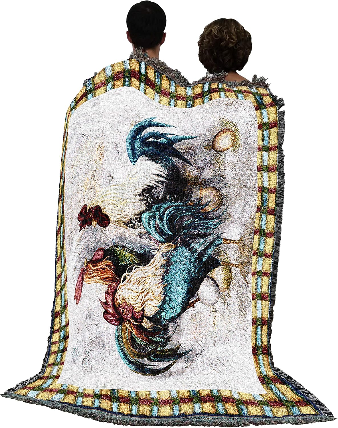 Pure Country Weavers Rooster Trio Blanket by Alma Lee - Farm Animal Gift Tapestry Throw Woven from Cotton - Made in The USA (72x54)