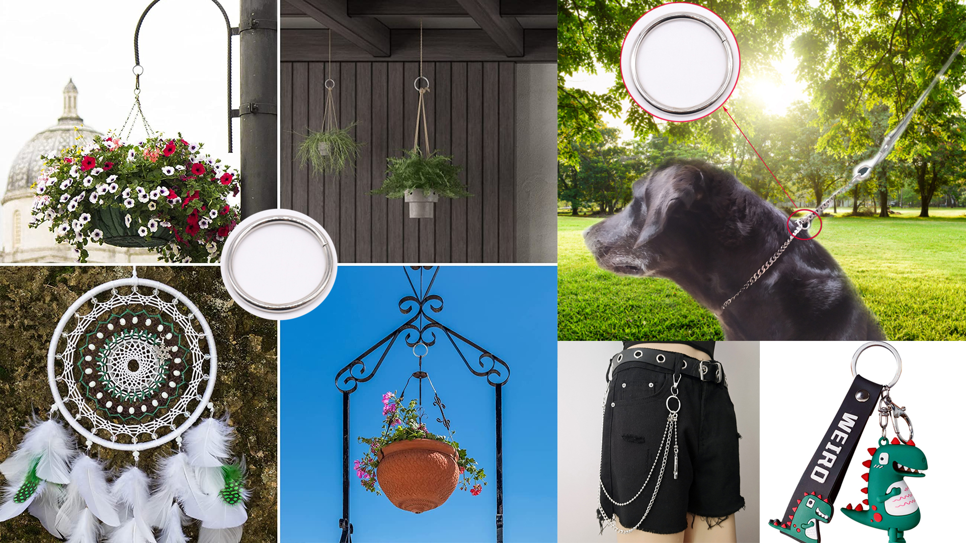 MIRKUZI Fibbie Per Cucito 10 O-ring Rotondi In Metallo Da 50 Mm Anelli Metallici Con O-ring Rotondi Per Realizzare Anelli Per Supporti Per Piante