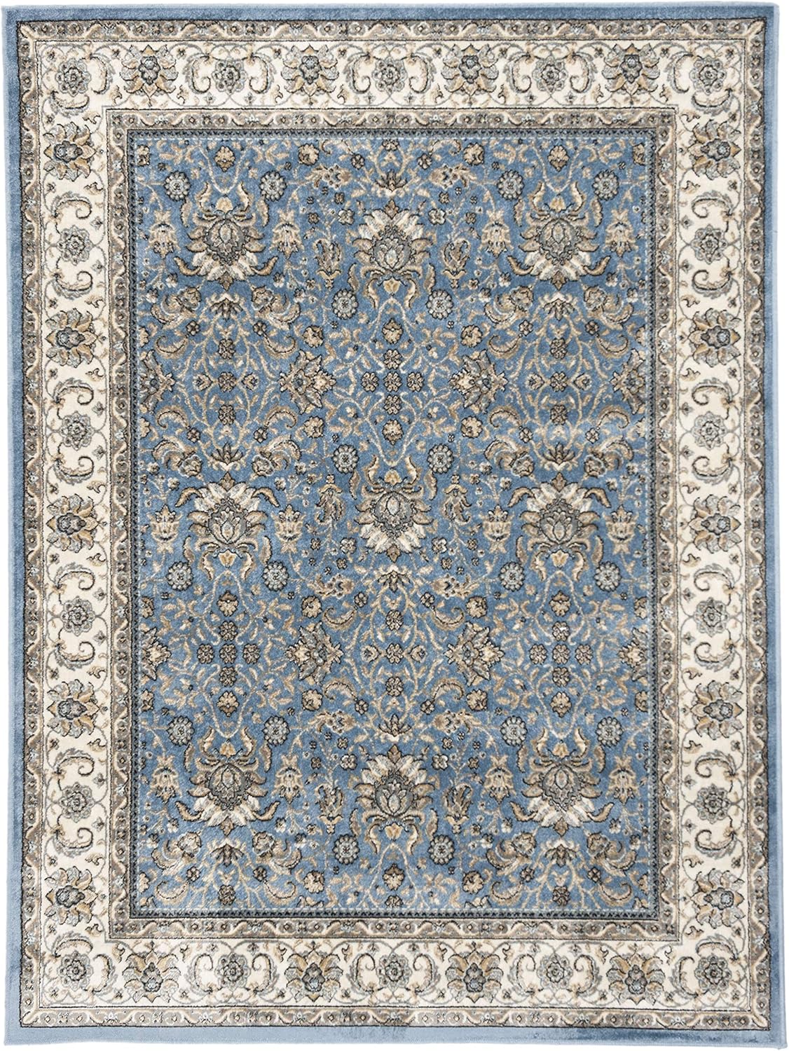 SAFAVIEH Atlas Collection Accent Rug - 2'2" x 3'7", Taupe & Blue, Traditional Oriental Viscose Design, Ideal for High Traffic Areas in Entryway, Living Room, Bedroom (ATL671E)