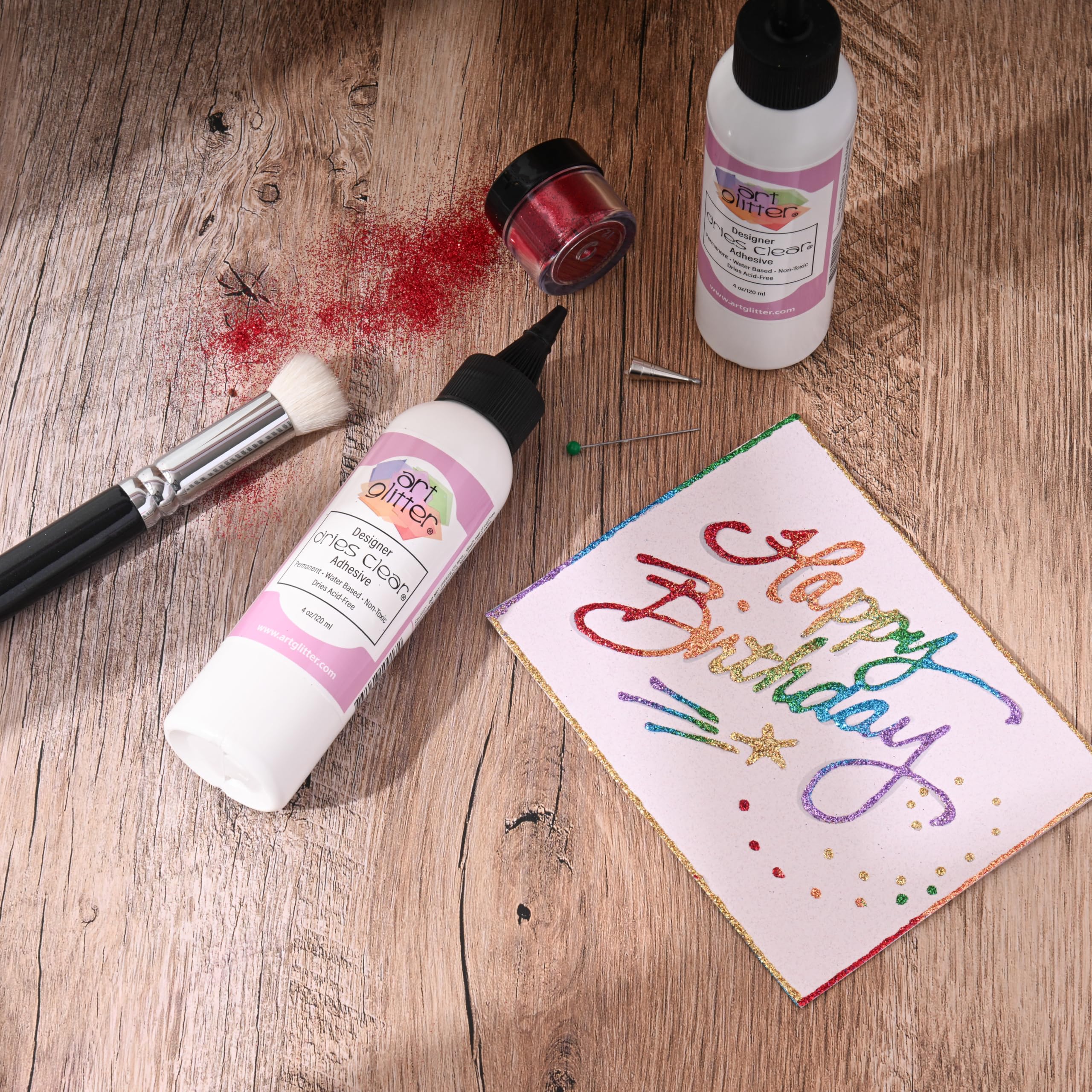 Art Institute Glitter Designer Dries Clear Glue 4oz with Metal Tip & Pin | Ultra fine steel nozzle Precision flow for intricate projects Quick drying bond Still allows time to adjust material product thumbnail 6