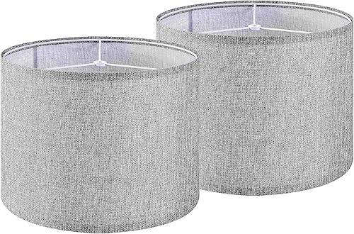 Juego de 2 pantallas de lámpara de tambor medianas de color gris medio de 13 pulgadas superior x 13 pulgadas inferior x 10 pulgadas de alto (araña),