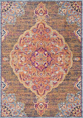 Miniatura 2 de Savannah - Tapete moderno y bohemio para interiores, color azul óxido, para sala de estar, dormitorio y cocina, 2 x 5 pies (2 pies 3 pulgadas x 4