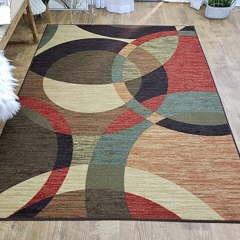 Amazon Com Area Rug 5x7 Colored Circles Kitchen Rugs Mats Rubber Backed Non Skid Rug Living Room Bathroom Nursery Home Decor Under Door Entryway Floor Non Slip Washable Made In Europe
